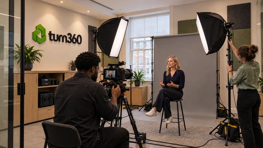 Interview shoot in the Turn360 London video studio