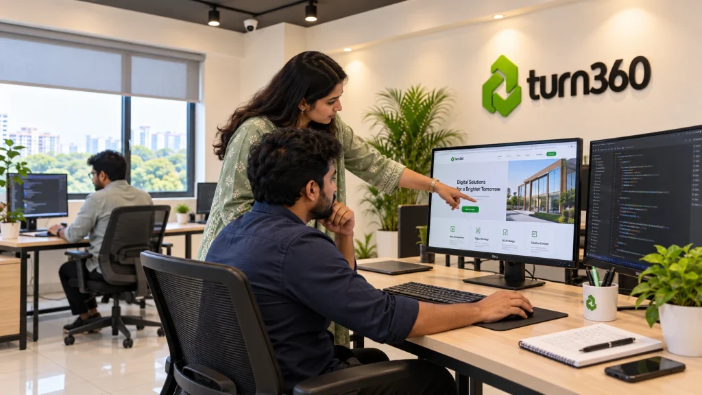 Web design review at the Turn360 Dhaka office